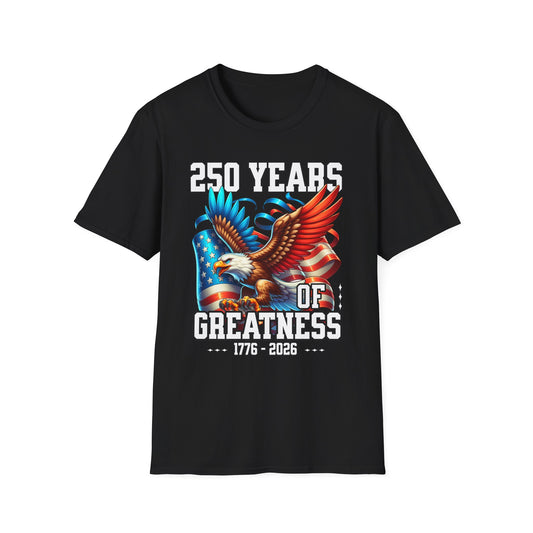 250 Years of Greatness Tee — Celebration Eagle | 1776–2026 American Shirt