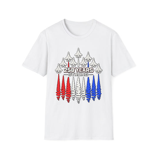 250 Years Strong — Fighter Jet Flyover Tee | 4th of July Patriotic Shirt